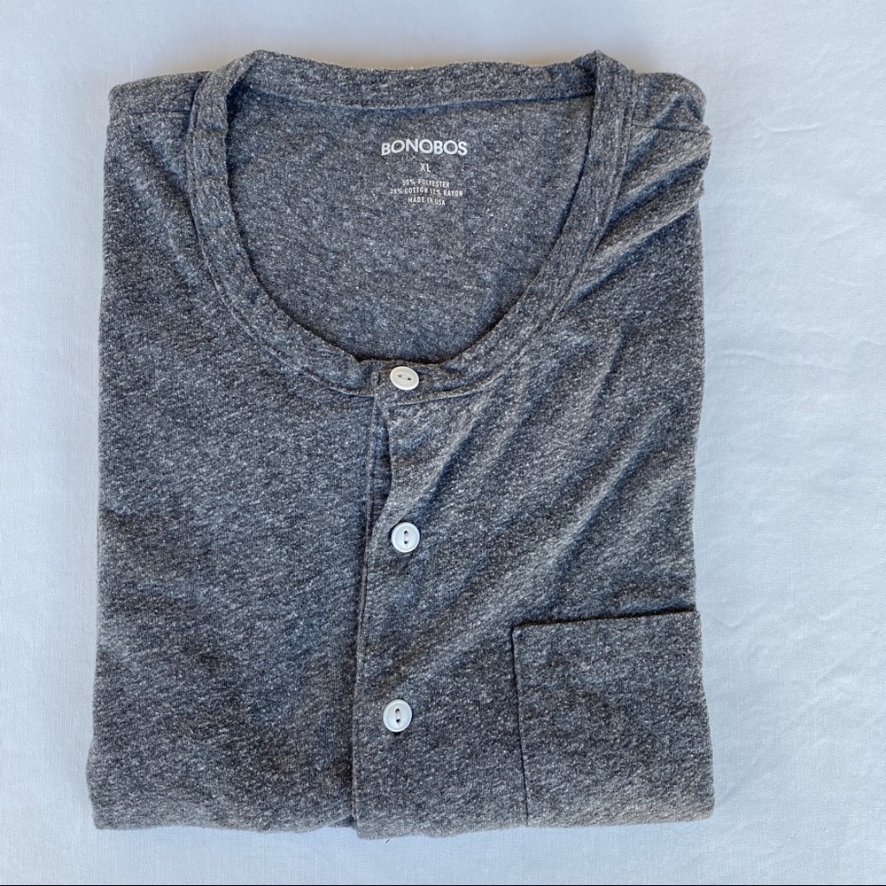 Bonobos LA Henley Short Sleeve Shirt Grey XL